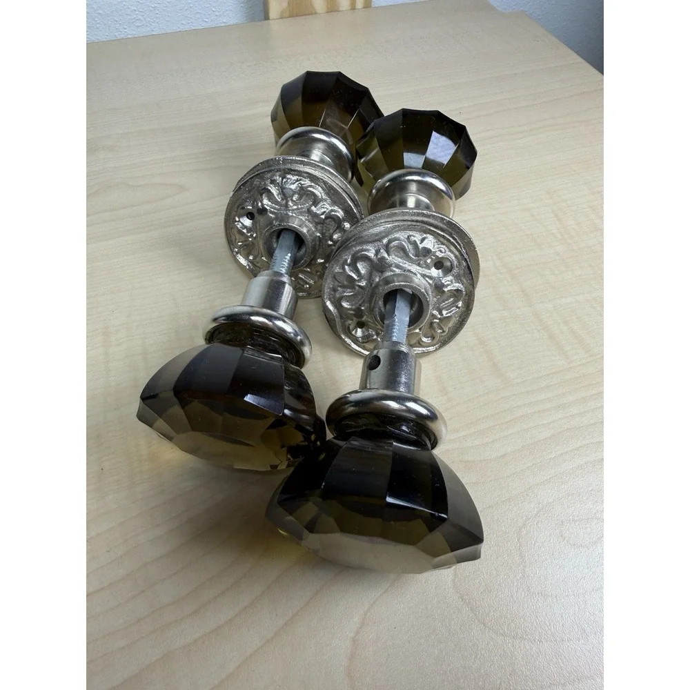 Anthropologie Faceted Crystal Glass Door Knobs Ornate New